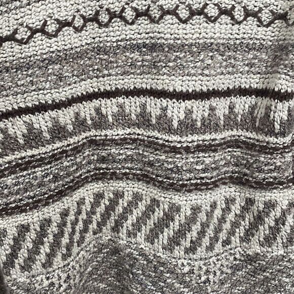 Lucky Brand Grey Cream and Brown Collared Open Front Wool Blend Cardigan- Medium - Picture 6 of 8